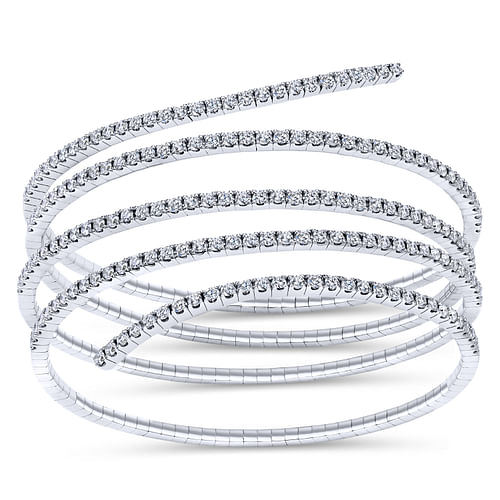 14K White Gold Wraparound Diamond Bangle