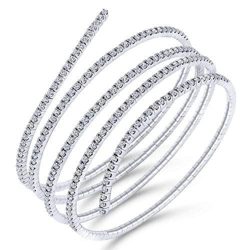 14K White Gold Wraparound Diamond Bangle