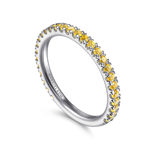 14K White Gold Yellow Sapphire Stackable Ring