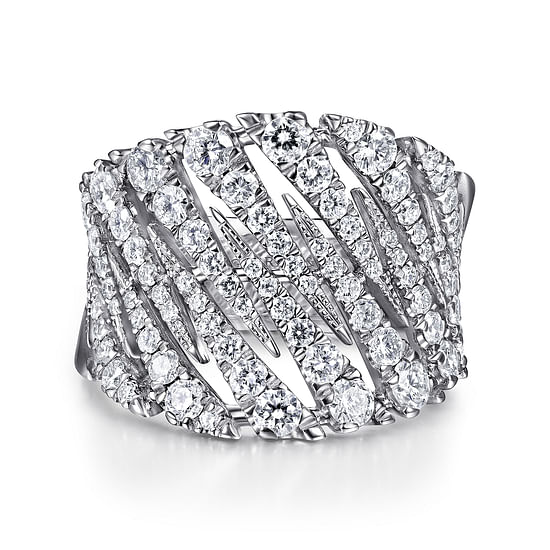 Gabriel - 14K White Gold Zig Zag Diamond Spike Ring