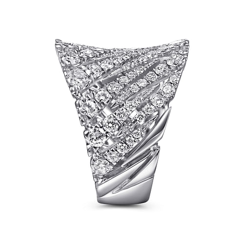 14K White Gold Zig Zag Diamond Spike Ring