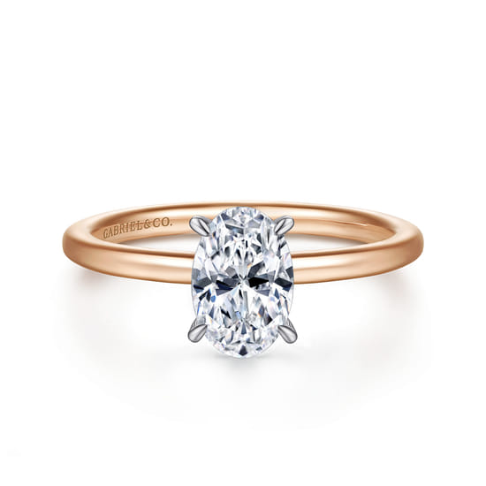 Gabriel - 14K White-Rose Gold  Oval Diamond Engagement Ring