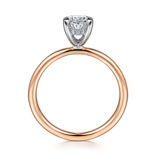 14K White-Rose Gold  Oval Diamond Engagement Ring