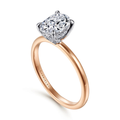 14K White-Rose Gold  Oval Diamond Engagement Ring