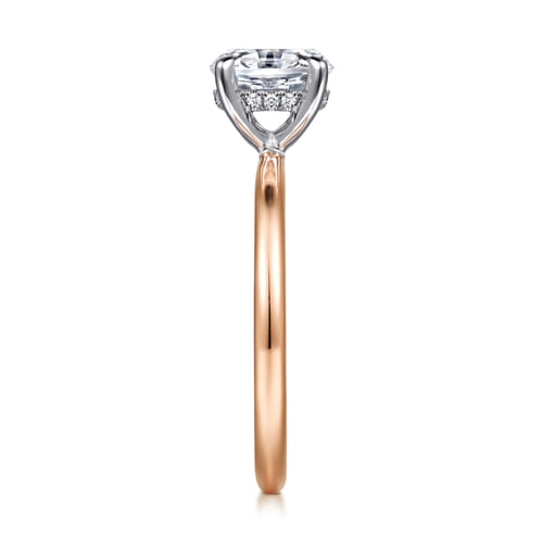 14K White-Rose Gold  Oval Diamond Engagement Ring