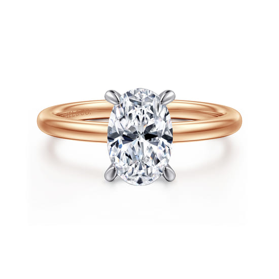 Gabriel - 14K White-Rose Gold  Oval Diamond Engagement Ring
