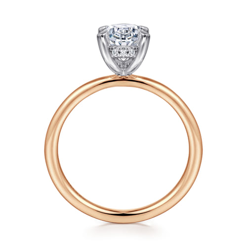 14K White-Rose Gold  Oval Diamond Engagement Ring