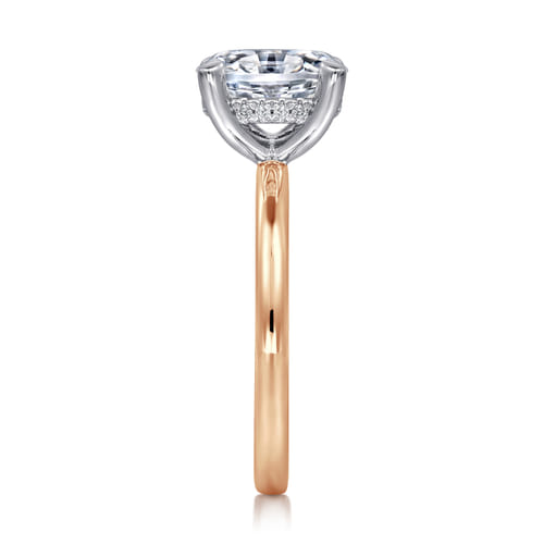 14K White-Rose Gold  Oval Diamond Engagement Ring