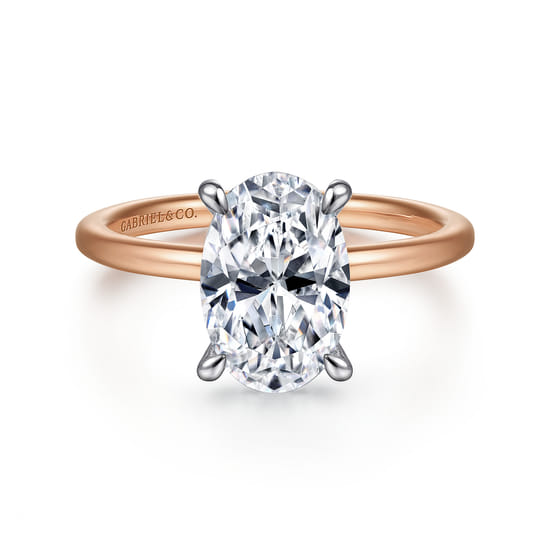 Gabriel - 14K White-Rose Gold  Oval Diamond Engagement Ring