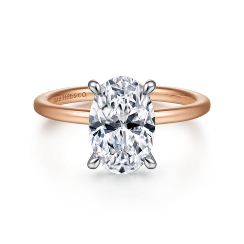14K White-Rose Gold Oval Diamond Engagement Ring 14K White-Rose Gold Oval Diamond Engagement Ring