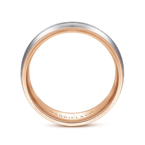 14K White-Rose Gold 8mm - Men's Wedding Band in Satin Finish 14K White-Rose Gold 8mm - Men's Wedding Band in Satin Finish