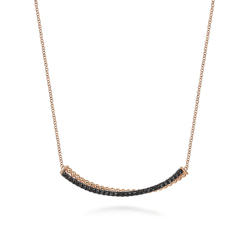 14K White-Rose Gold Black Diamond Necklace