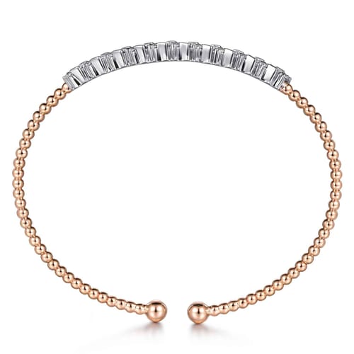 14K White-Rose Gold Bujukan Baguette Diamond Cuff Bracelet