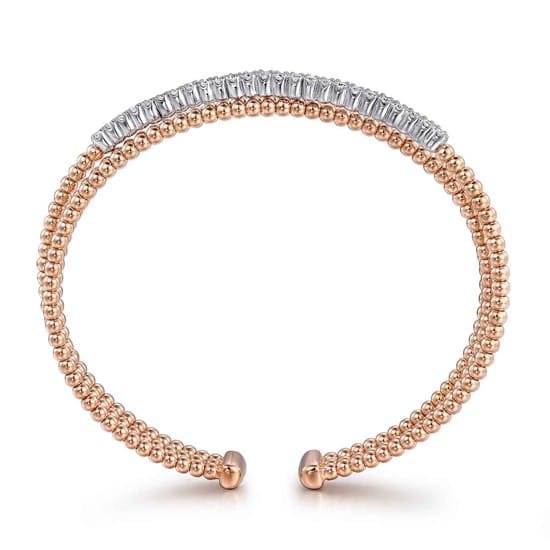 14K White-Rose Gold Bujukan Diamond Criss Cross Bangle angle 3