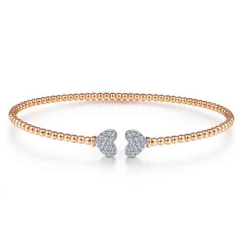 14K White-Rose Gold Bujukan Diamond Hearts Split Bangle
