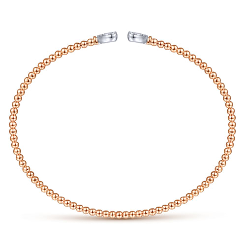 14K White-Rose Gold Bujukan Diamond Hearts Split Bangle