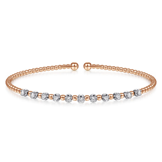 14K White-Rose Gold Bujukan Diamond Split Bangle