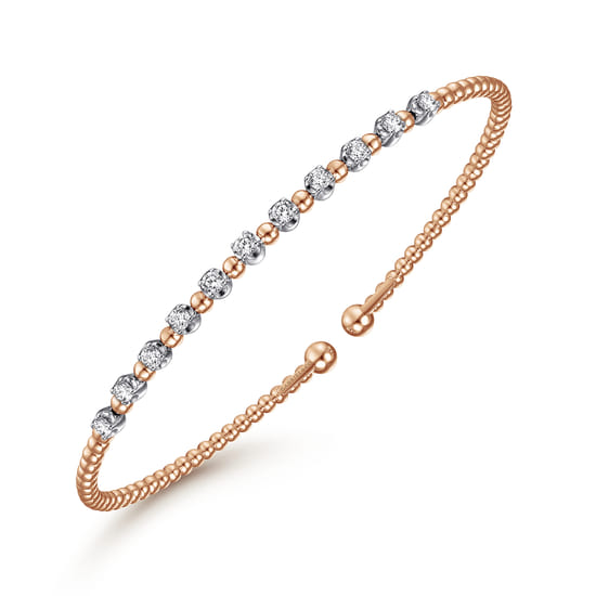 14K White-Rose Gold Bujukan Diamond Split Bangle angle 2