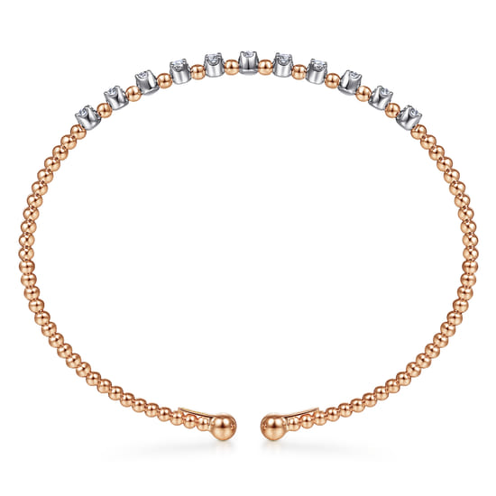 14K White-Rose Gold Bujukan Diamond Split Bangle angle 3