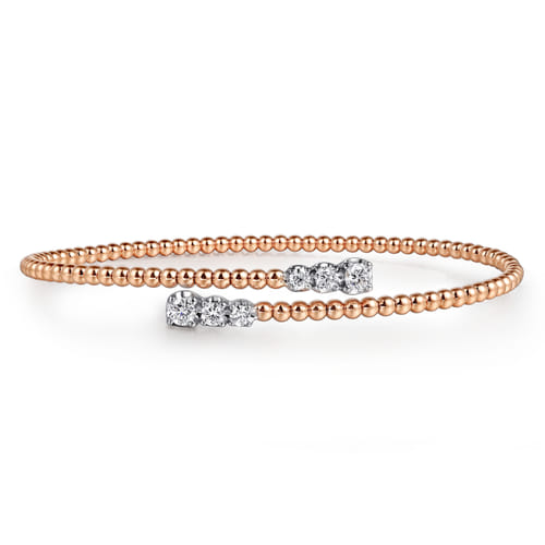14K White-Rose Gold Bujukan Graduating Diamond Bypass Bangle