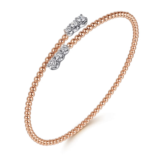 14K White-Rose Gold Bujukan Graduating Diamond Bypass Bangle