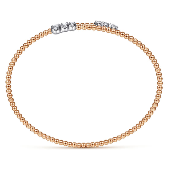 14K White-Rose Gold Bujukan Graduating Diamond Bypass Bangle angle 3