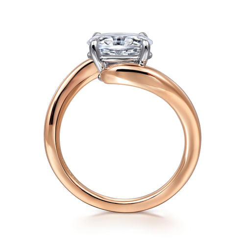 14K White-Rose Gold Bypass Oval Diamond Engagement Ring