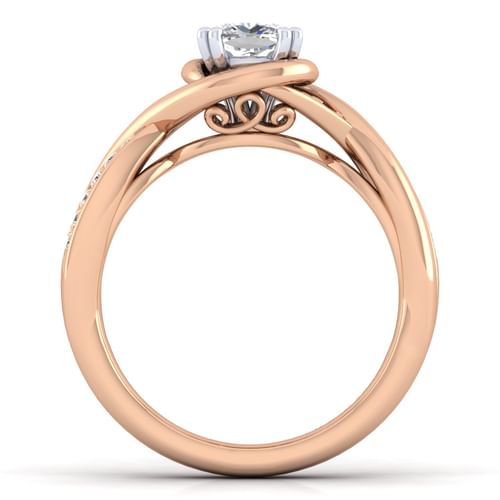 14K White-Rose Gold Cushion Cut Diamond Channel Set Engagement Ring