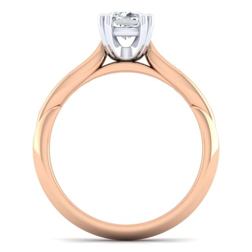 14K White-Rose Gold Cushion Cut Diamond Channel Set Engagement Ring