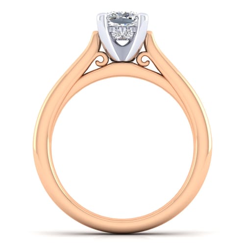 14K White-Rose Gold Cushion Cut Diamond Channel Set Engagement Ring