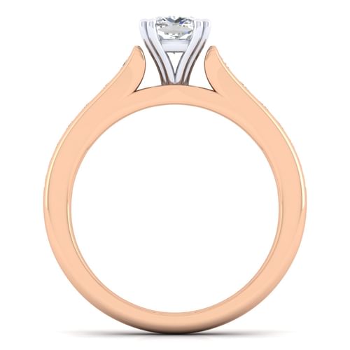14K White-Rose Gold Cushion Cut Diamond Channel Set Engagement Ring