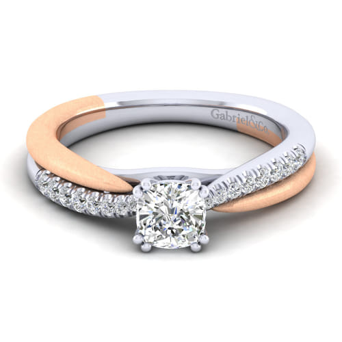 14K White-Rose Gold Cushion Cut Diamond Engagement Ring 14K White-Rose Gold Cushion Cut Diamond Engagement Ring
