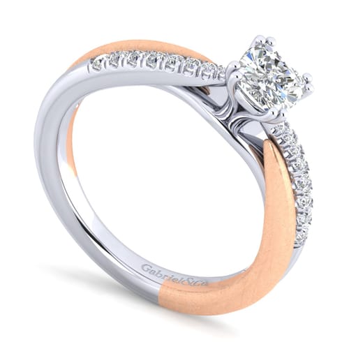 14K White-Rose Gold Cushion Cut Diamond Engagement Ring 14K White-Rose Gold Cushion Cut Diamond Engagement Ring