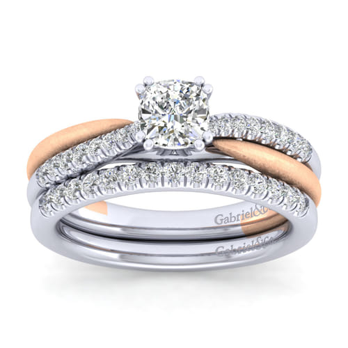 14K White-Rose Gold Cushion Cut Diamond Engagement Ring 14K White-Rose Gold Cushion Cut Diamond Engagement Ring