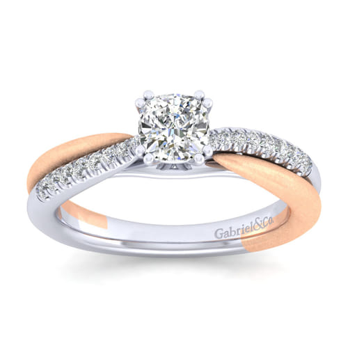 14K White-Rose Gold Cushion Cut Diamond Engagement Ring 14K White-Rose Gold Cushion Cut Diamond Engagement Ring