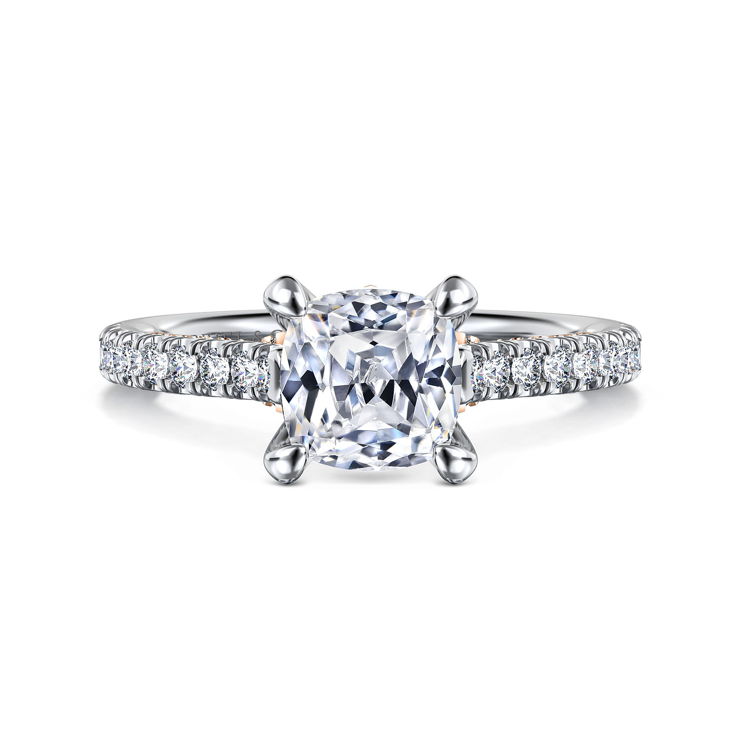 Gabriel - 14K White-Rose Gold Cushion Cut Diamond Engagement Ring