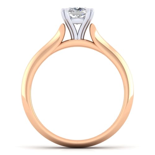 14K White-Rose Gold Cushion Cut Diamond Engagement Ring