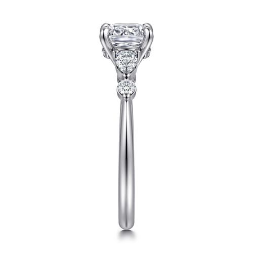 14K White-Rose Gold Cushion Cut Diamond Engagement Ring