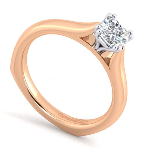 14K White-Rose Gold Cushion Cut Diamond Engagement Ring