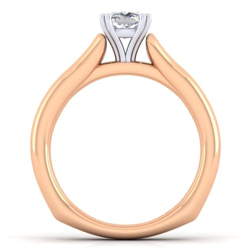 14K White-Rose Gold Cushion Cut Diamond Engagement Ring