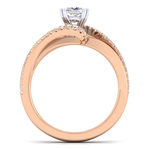 14K White-Rose Gold Cushion Cut Diamond Engagement Ring