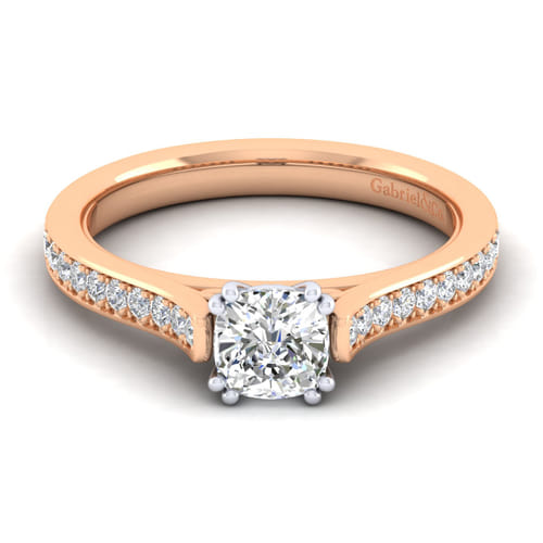 14K White-Rose Gold Cushion Cut Diamond Engagement Ring 14K White-Rose Gold Cushion Cut Diamond Engagement Ring