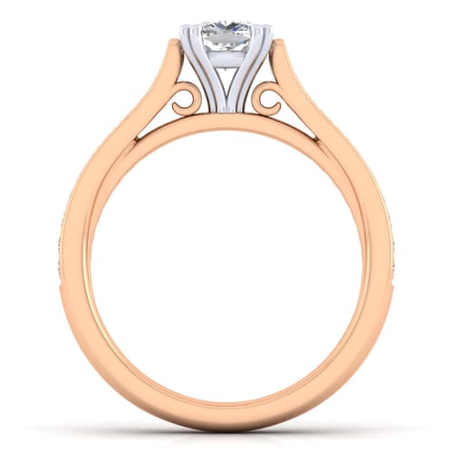 14K White-Rose Gold Cushion Cut Diamond Engagement Ring 14K White-Rose Gold Cushion Cut Diamond Engagement Ring