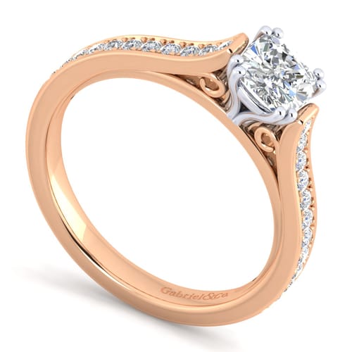 14K White-Rose Gold Cushion Cut Diamond Engagement Ring 14K White-Rose Gold Cushion Cut Diamond Engagement Ring
