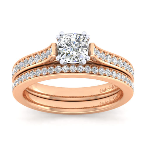 14K White-Rose Gold Cushion Cut Diamond Engagement Ring 14K White-Rose Gold Cushion Cut Diamond Engagement Ring