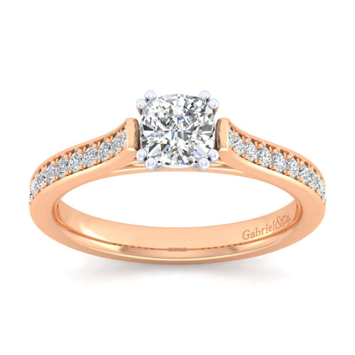 14K White-Rose Gold Cushion Cut Diamond Engagement Ring 14K White-Rose Gold Cushion Cut Diamond Engagement Ring