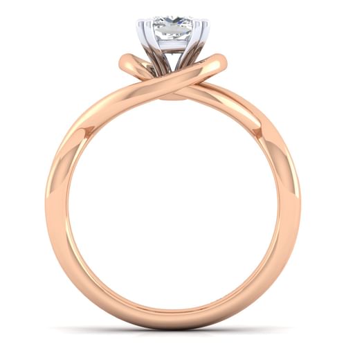 14K White-Rose Gold Cushion Cut Diamond Engagement Ring