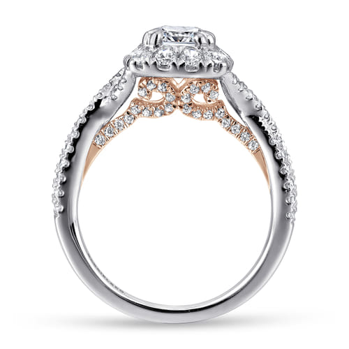 14K White-Rose Gold Cushion Halo Diamond Engagement Ring 14K White-Rose Gold Cushion Halo Diamond Engagement Ring