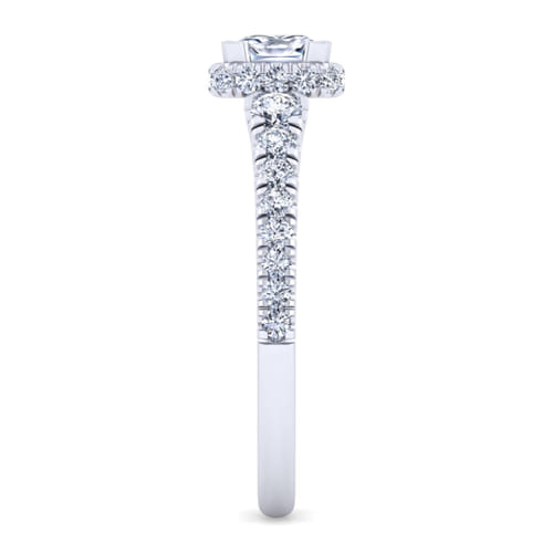 14K White-Rose Gold Cushion Hidden Halo Diamond Engagement Ring