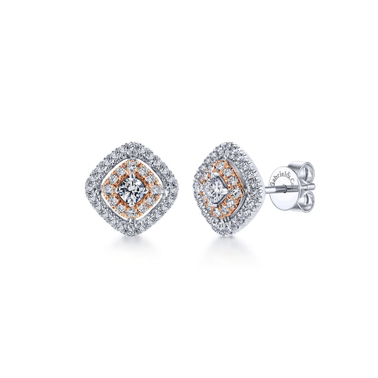 Gabriel - 14K White-Rose Gold Diamond Earrings
